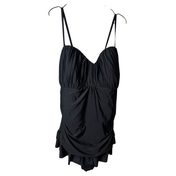 Hot Topic Black Ruffle Skirt One Piece Swimsuit 4X Pin Up Rockabilly‎ Whimsigoth - Picture 5 of 11